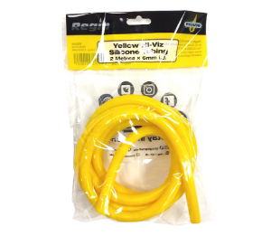 YELLOW HI-VIZ SILICONE TUBE 6MM id (2m pack)