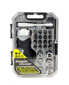 24pc Stubby Ratchet Screwdriver Set